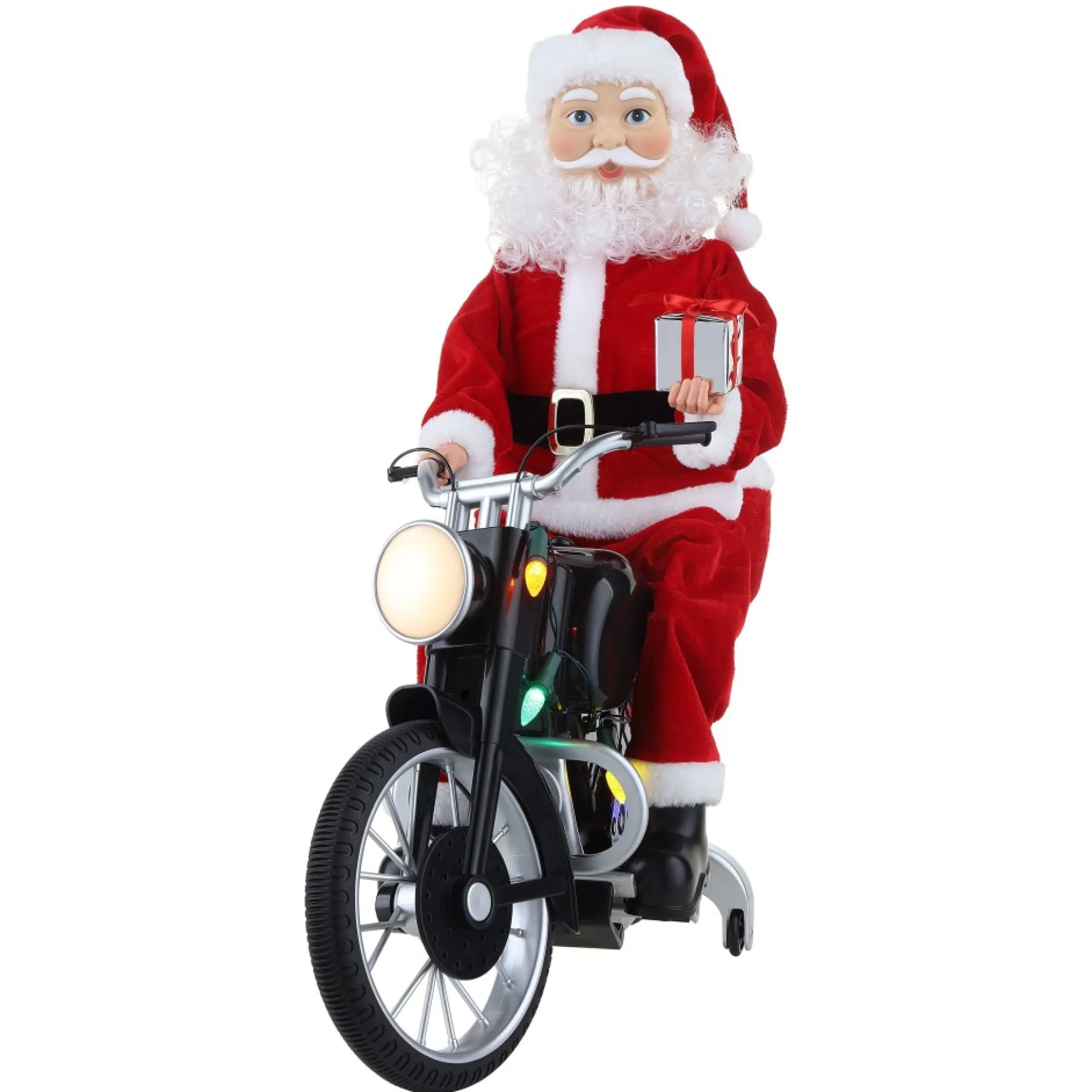 animated_motorcycling_santa__white_3.webp Hot Mr. Christmas 20" Animated Motorcycling Santa - White