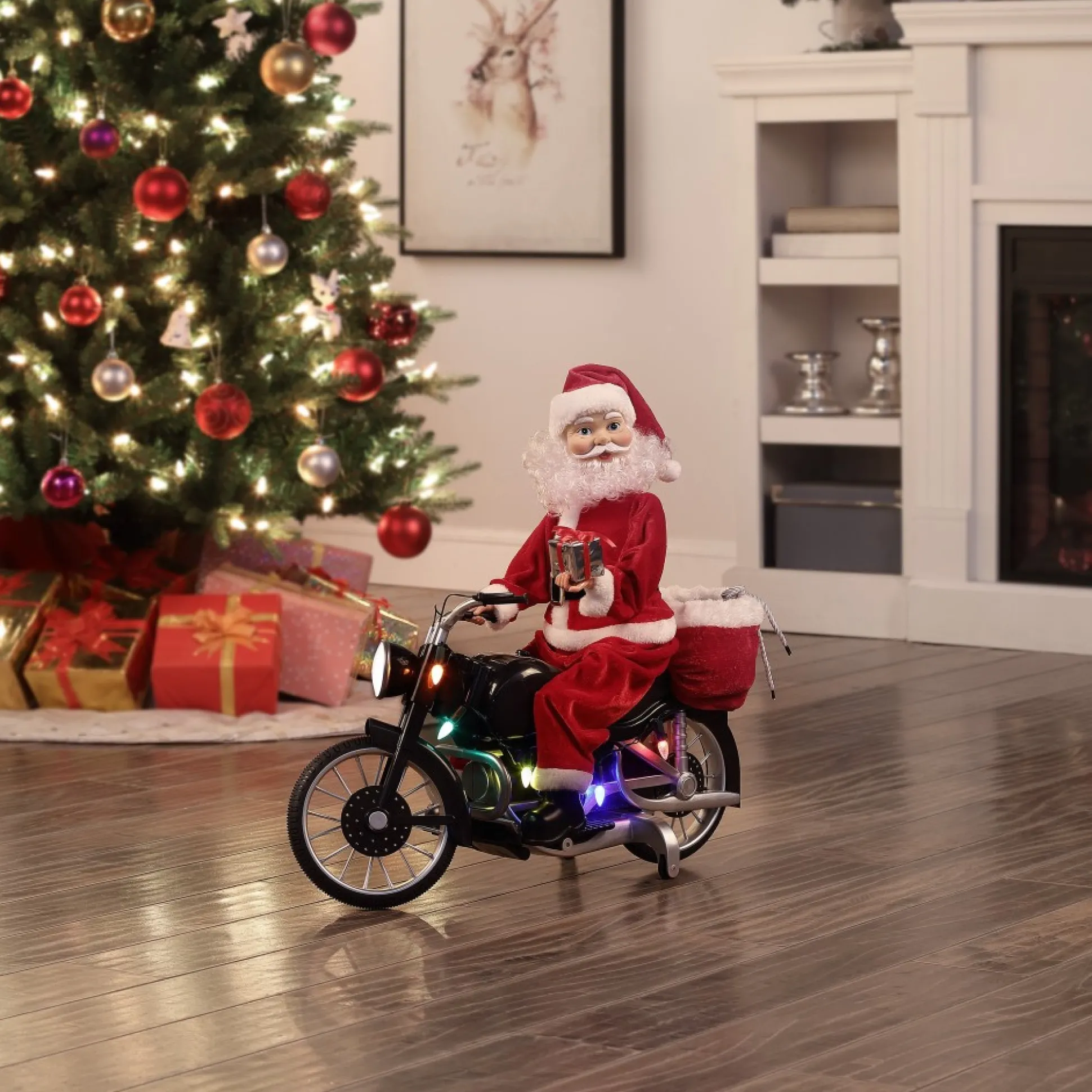 animated_motorcycling_santa__white_4.webp Hot Mr. Christmas 20" Animated Motorcycling Santa - White