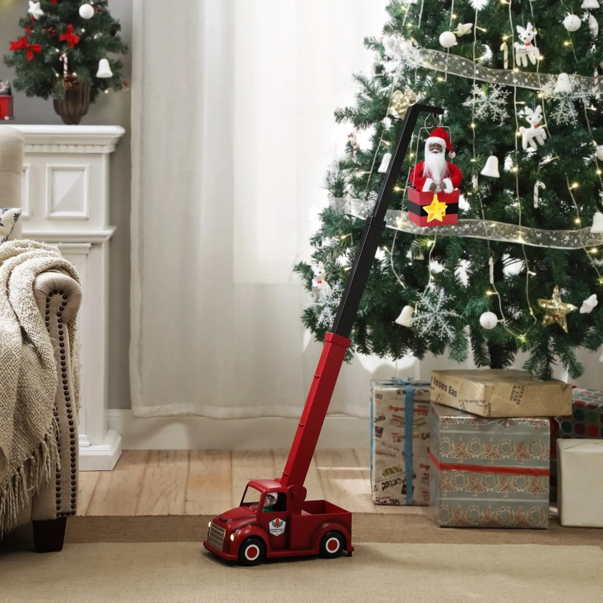 animated_north_pole_lighting_crew__black_santa_1.webp Sale Mr. Christmas 43" Animated North Pole Lighting Crew - Black Santa
