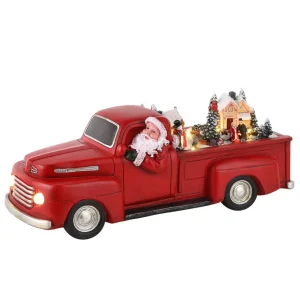 Fashion Mr. Christmas 14" Animated Nostalgic Red Truck - White Santa