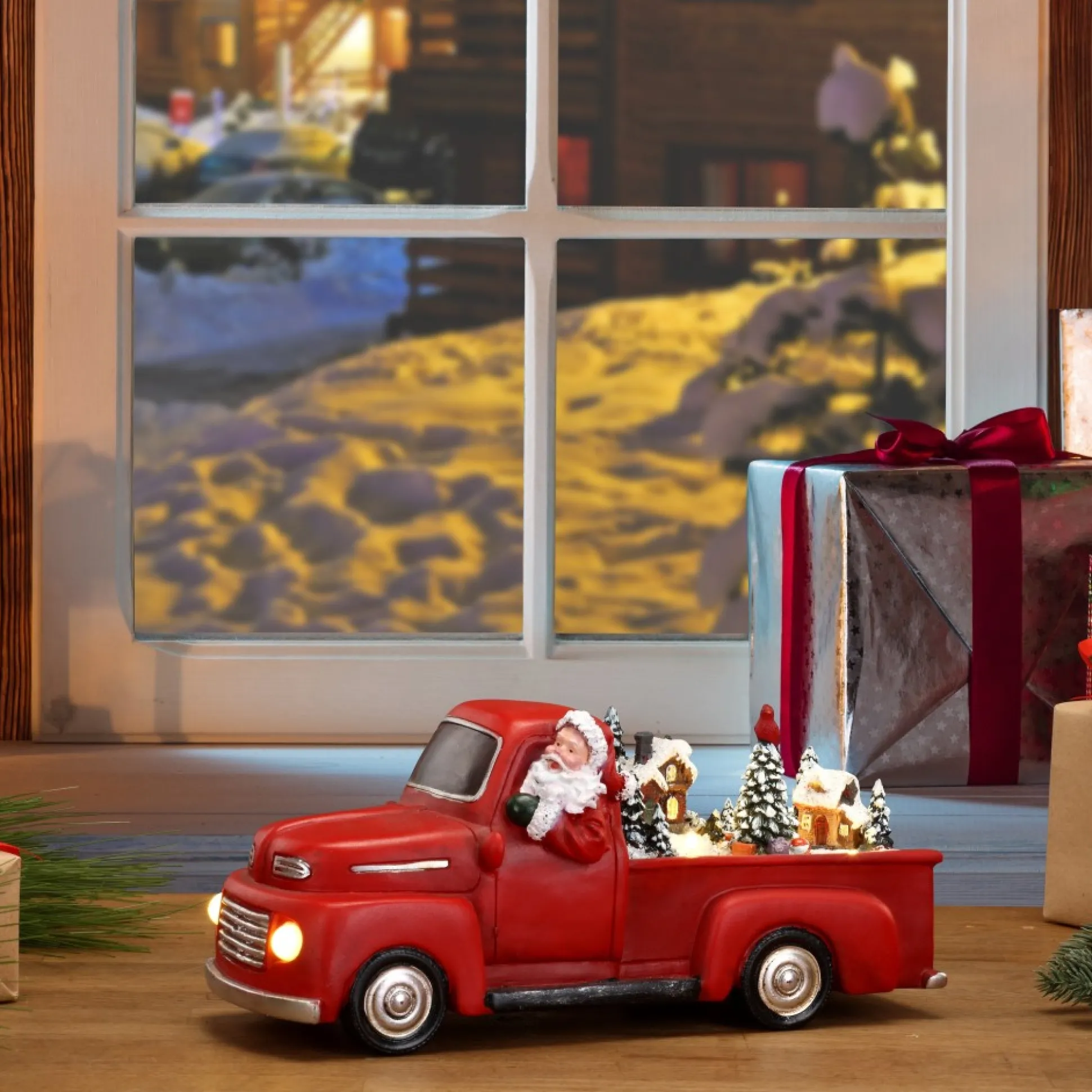 animated_nostalgic_red_truck__white_santa_1-3.webp Clearance Mr. Christmas 11" Animated Nostalgic Red Truck - White Santa