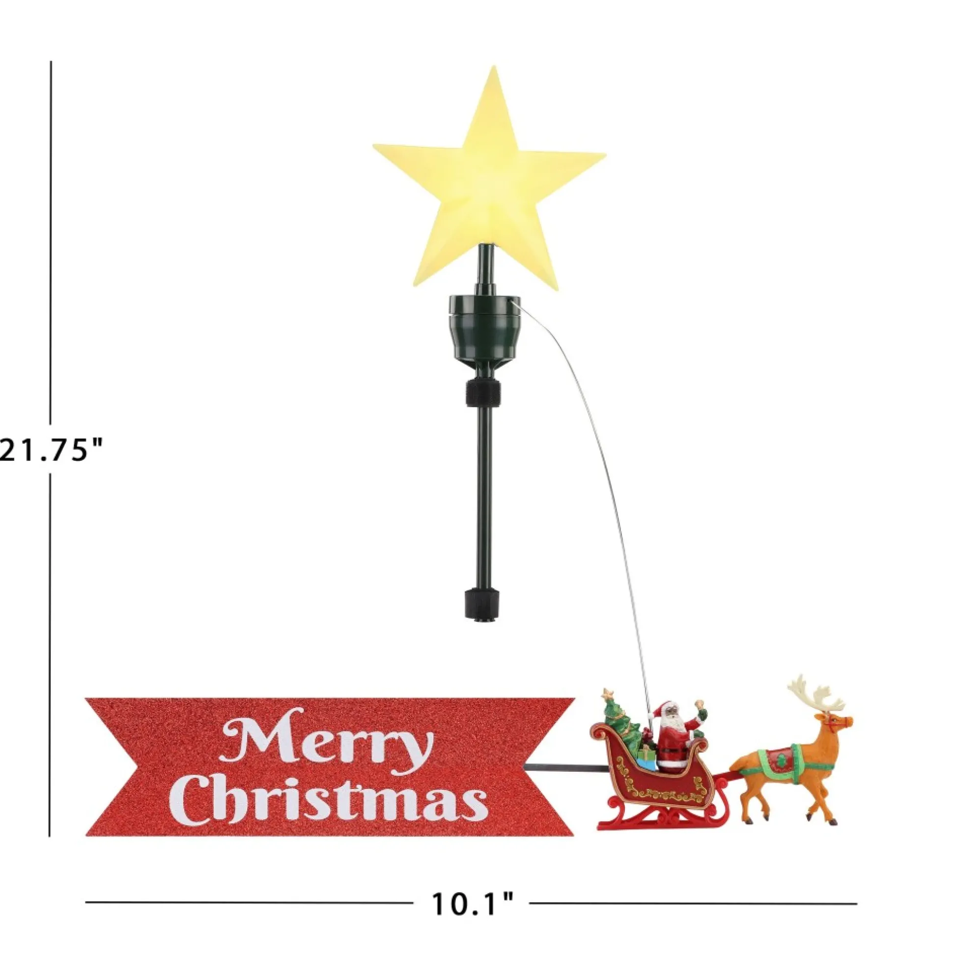 animated_sleigh_tree_topper_with_banner__black_santa_2.webp Fashion Mr. Christmas Animated Sleigh Tree Topper With Banner - Black Santa