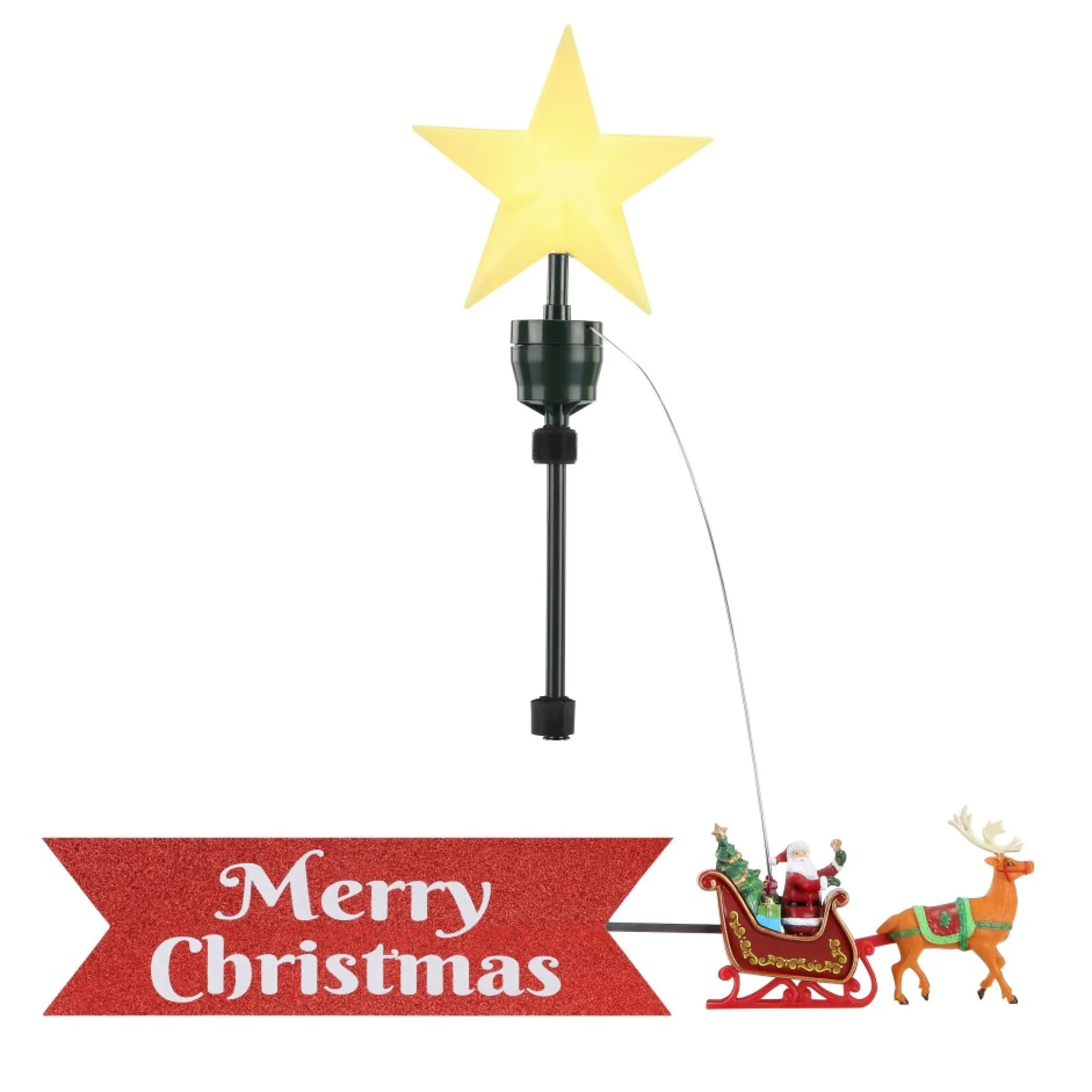 animated_sleigh_tree_topper_with_banner__white_santa_3.webp New Mr. Christmas Animated Sleigh Tree Topper With Banner - White Santa