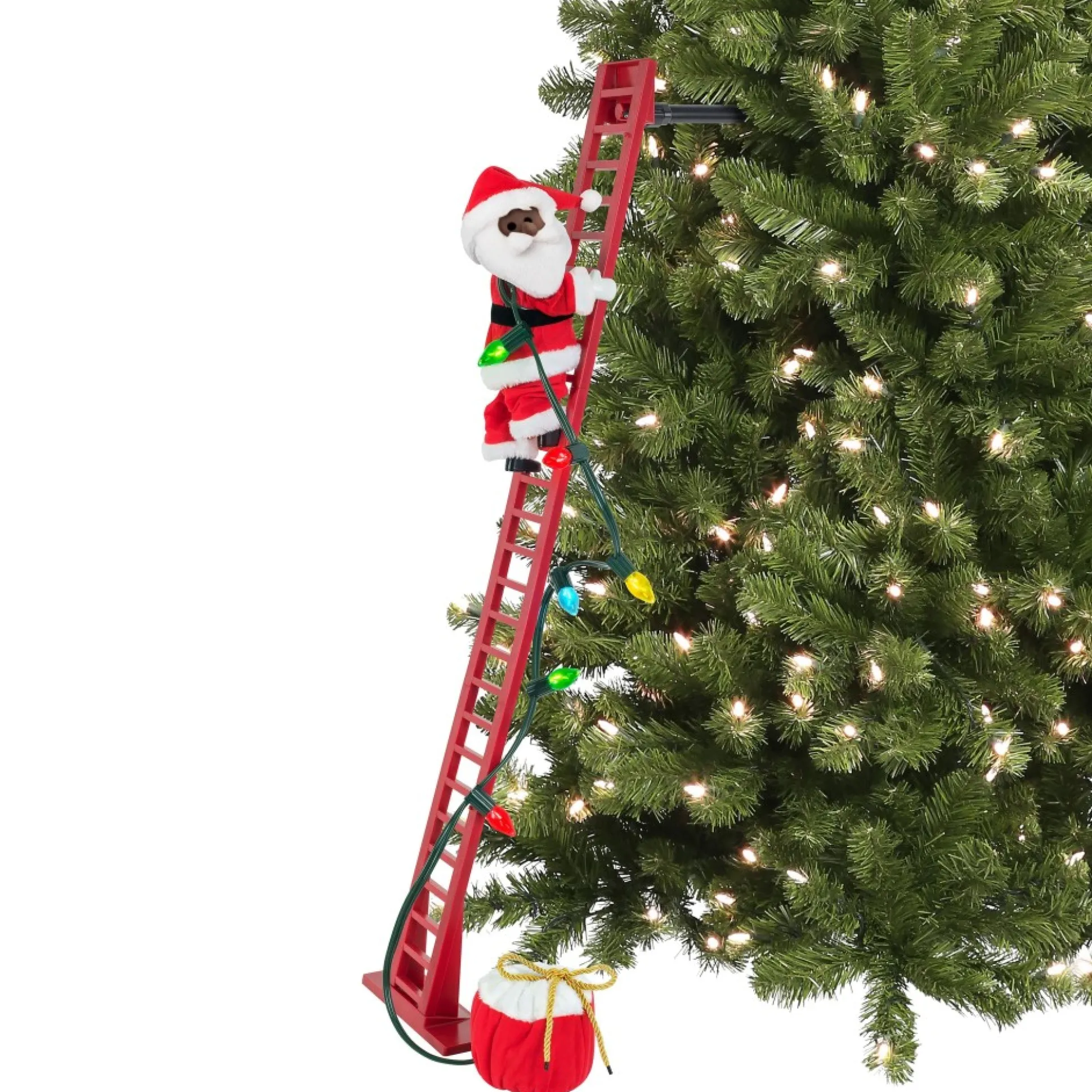 animated_super_climbing_black_santa_0.webp Clearance Mr. Christmas 43" Animated Super Climbing Black Santa