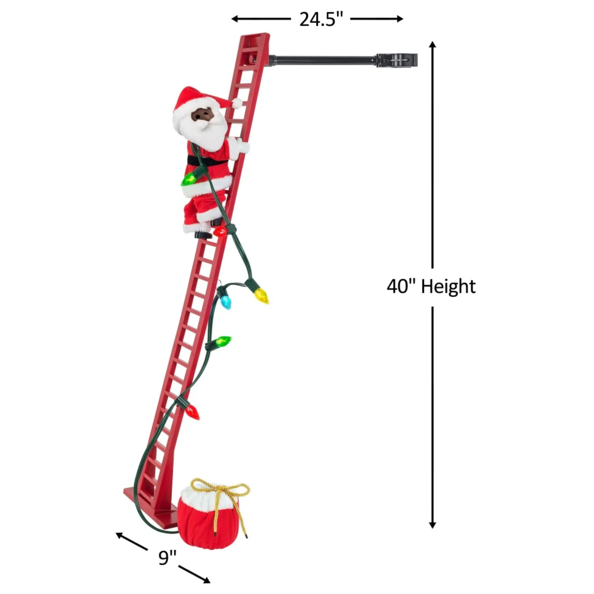animated_super_climbing_black_santa_2.webp Clearance Mr. Christmas 43" Animated Super Climbing Black Santa
