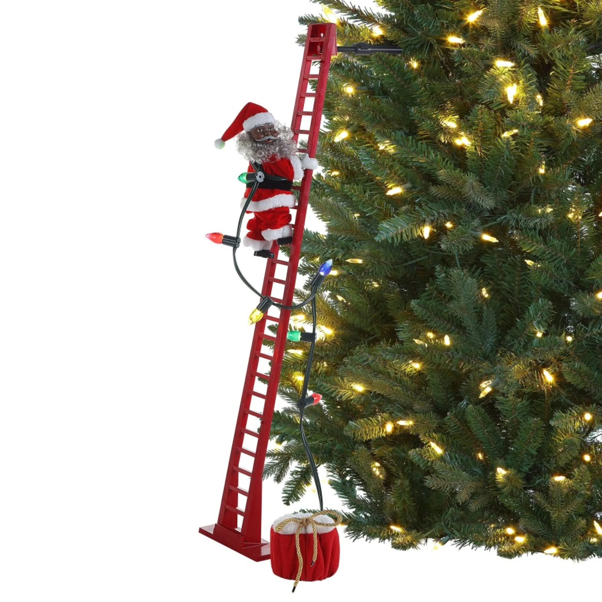 animated_super_climbing_sculpted_black_santa_0.webp Best Mr. Christmas 43" Animated Super Climbing Sculpted Black Santa