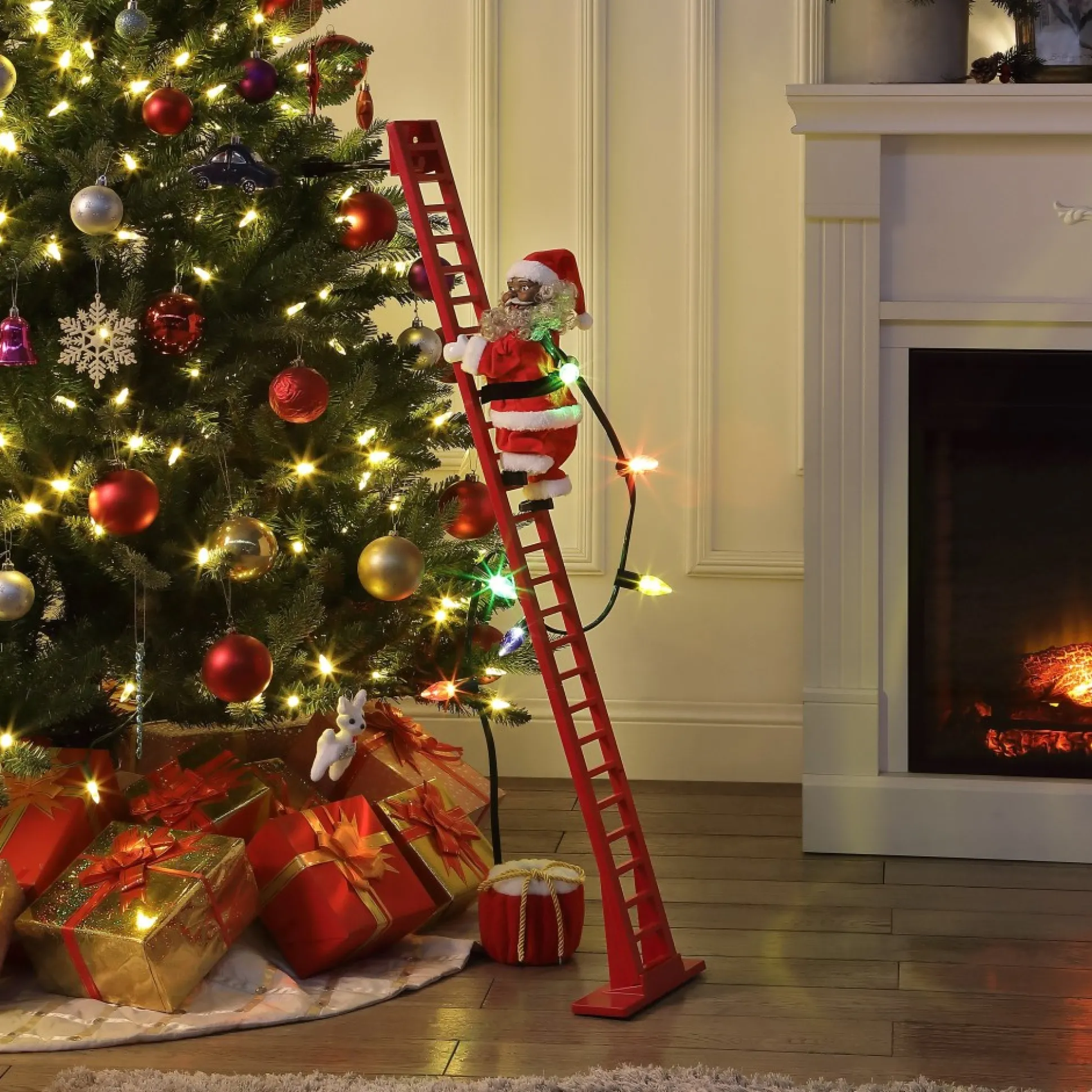 animated_super_climbing_sculpted_black_santa_1.webp Best Mr. Christmas 43" Animated Super Climbing Sculpted Black Santa