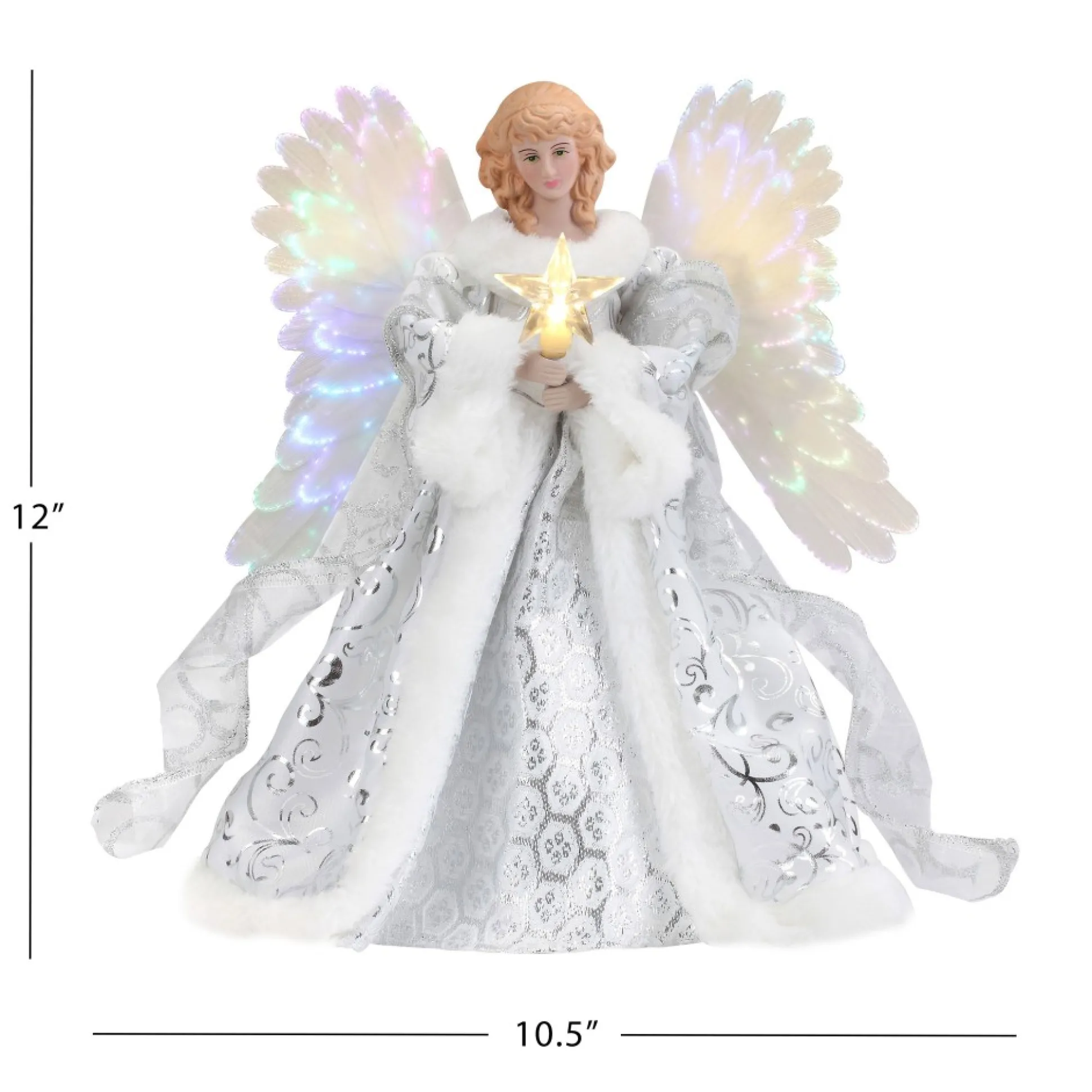 fiber_optic_animated_tree_topper__white_angel_2.webp Best Mr. Christmas 12" Fiber Optic Animated Tree Topper - White Angel