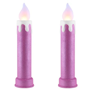 Store Mr. Christmas 24" Glitter Blow Mold Candle - Set Of 2 Pink