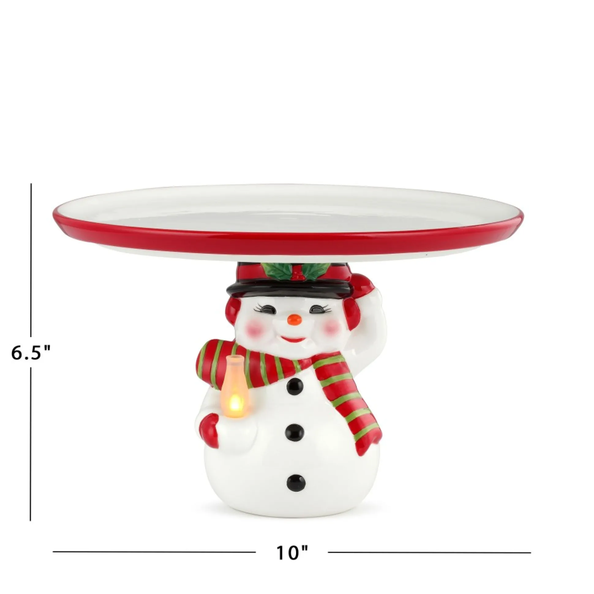 nostalgic_ceramic_cake_plate__snowman_2.webp Clearance Mr. Christmas 10" Nostalgic Ceramic Cake Plate - Snowman