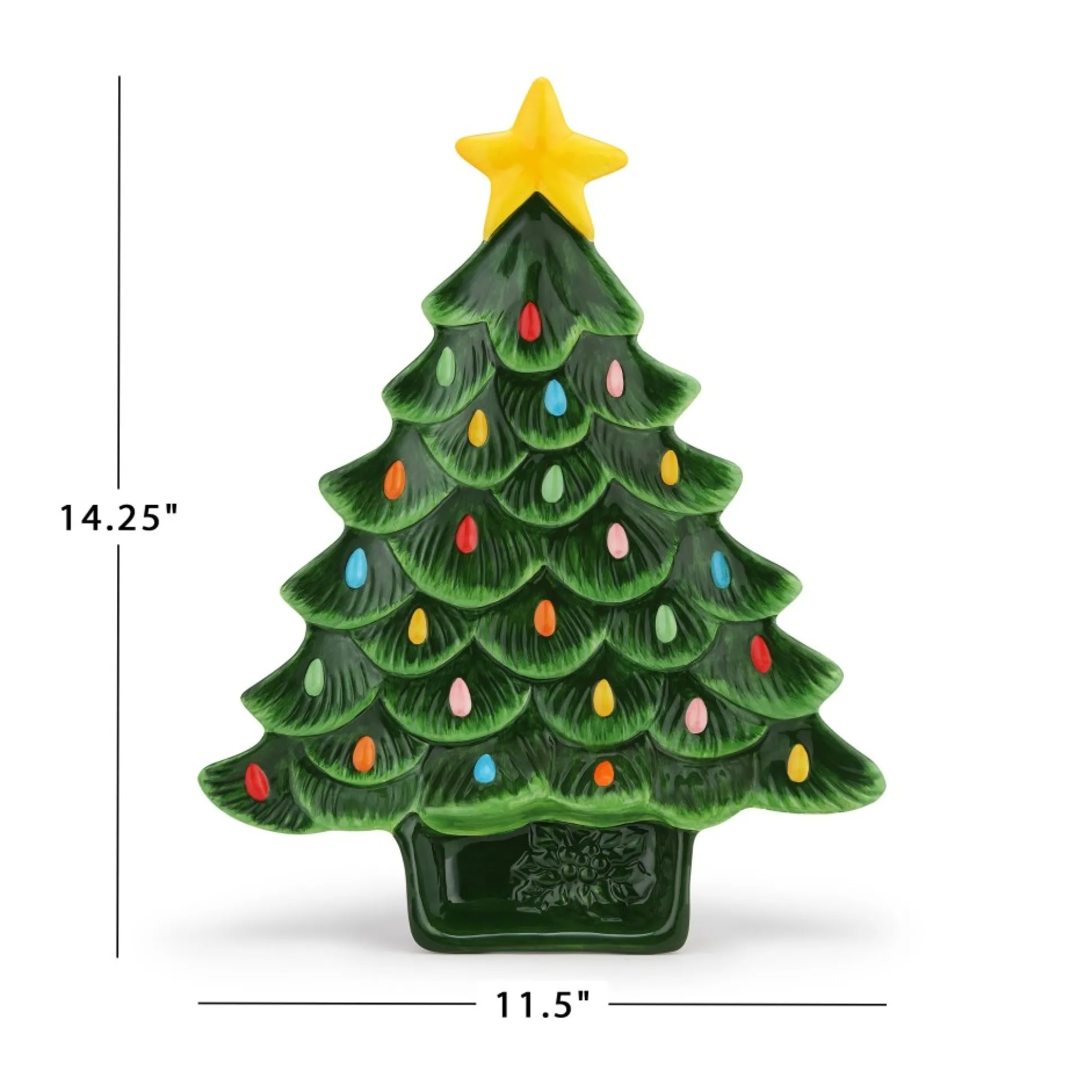 nostalgic_ceramic_tree_dip_platter__green_2.webp Clearance Mr. Christmas 14.25'' Nostalgic Ceramic Tree Dip Platter - Green