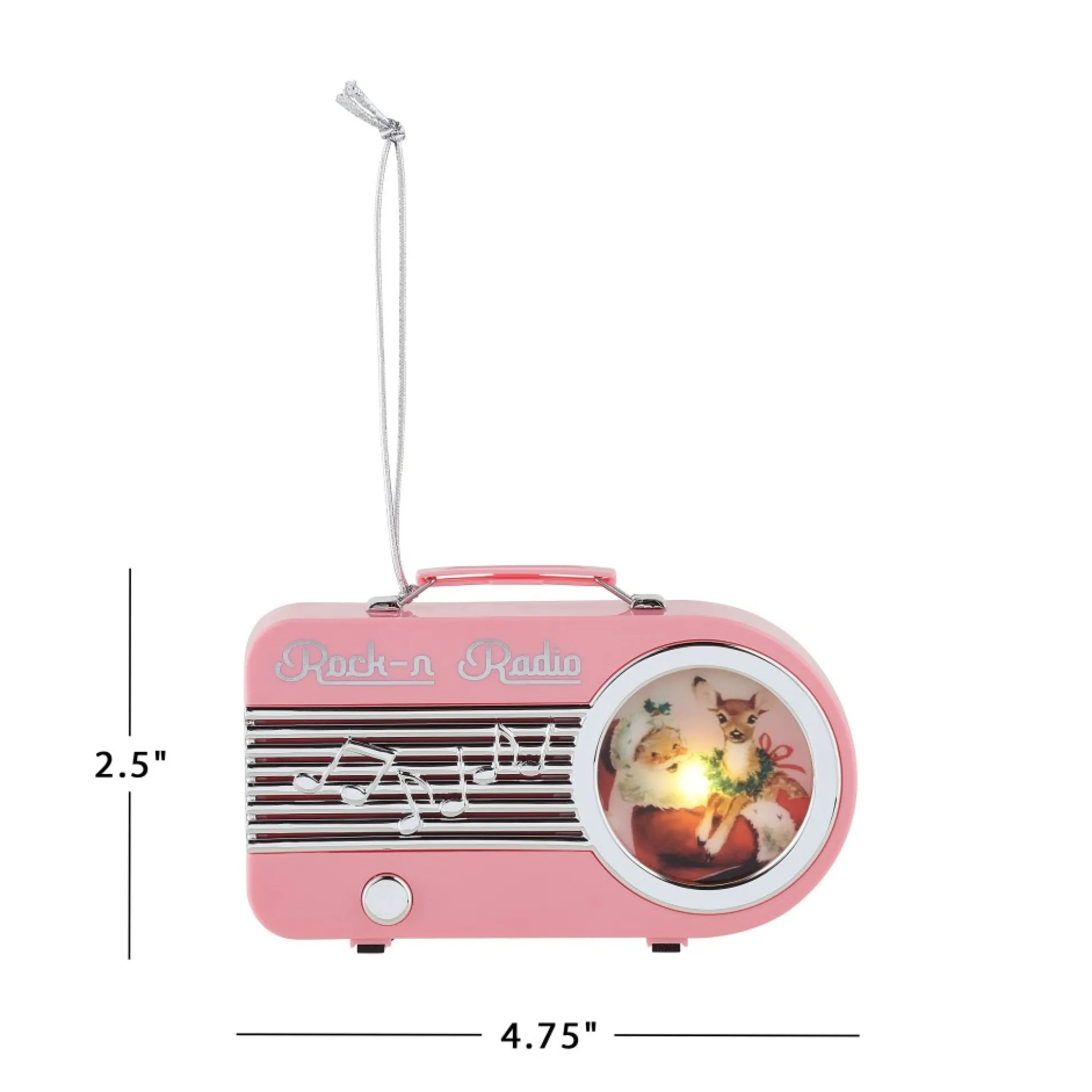 retro_radio_ornament__pink_2.webp Shop Mr. Christmas 4.75" Retro Radio Ornament - Pink