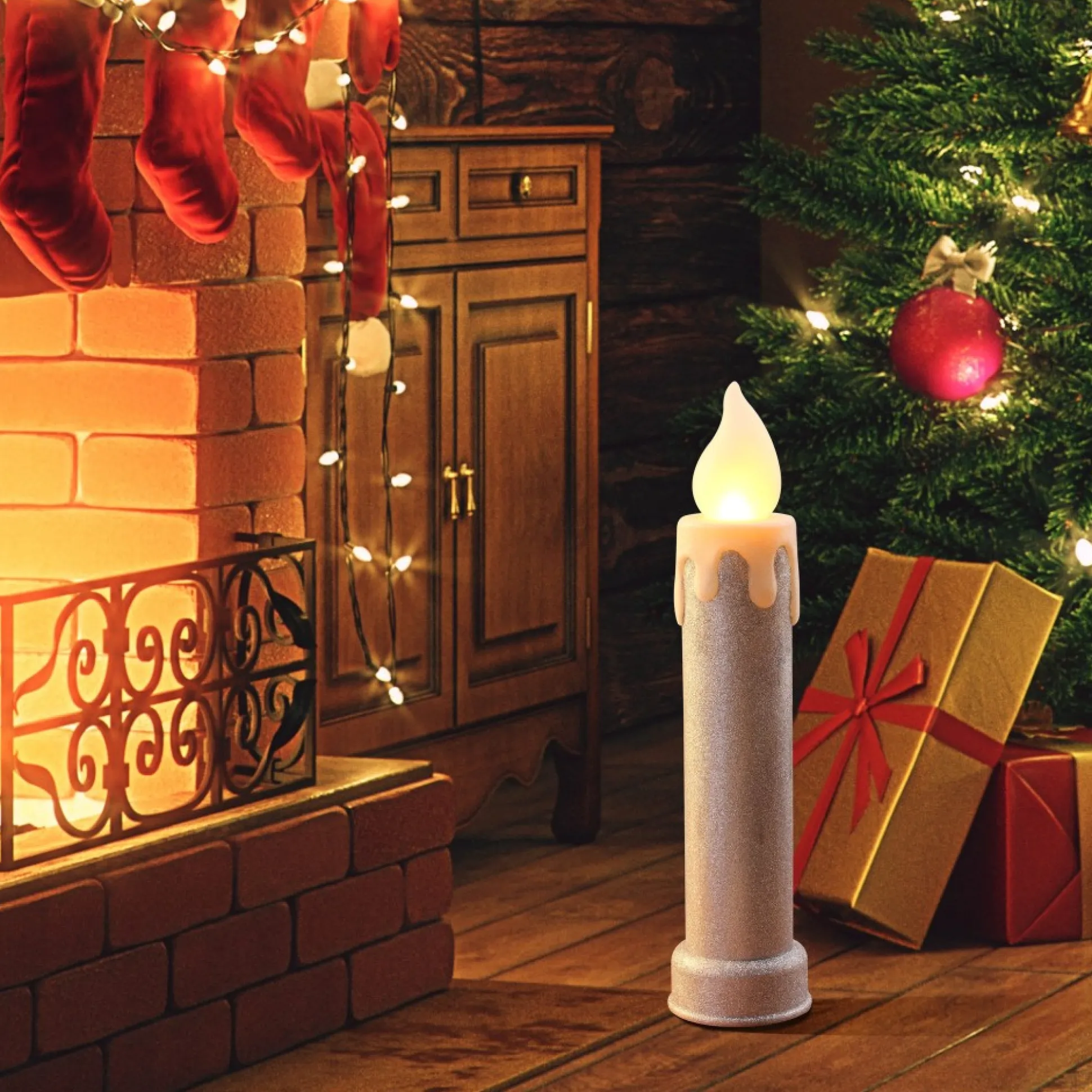 set_of__blow_mold_candles__silver_3.webp Clearance Mr. Christmas 24" Set Of 2 Blow Mold Candles - Silver