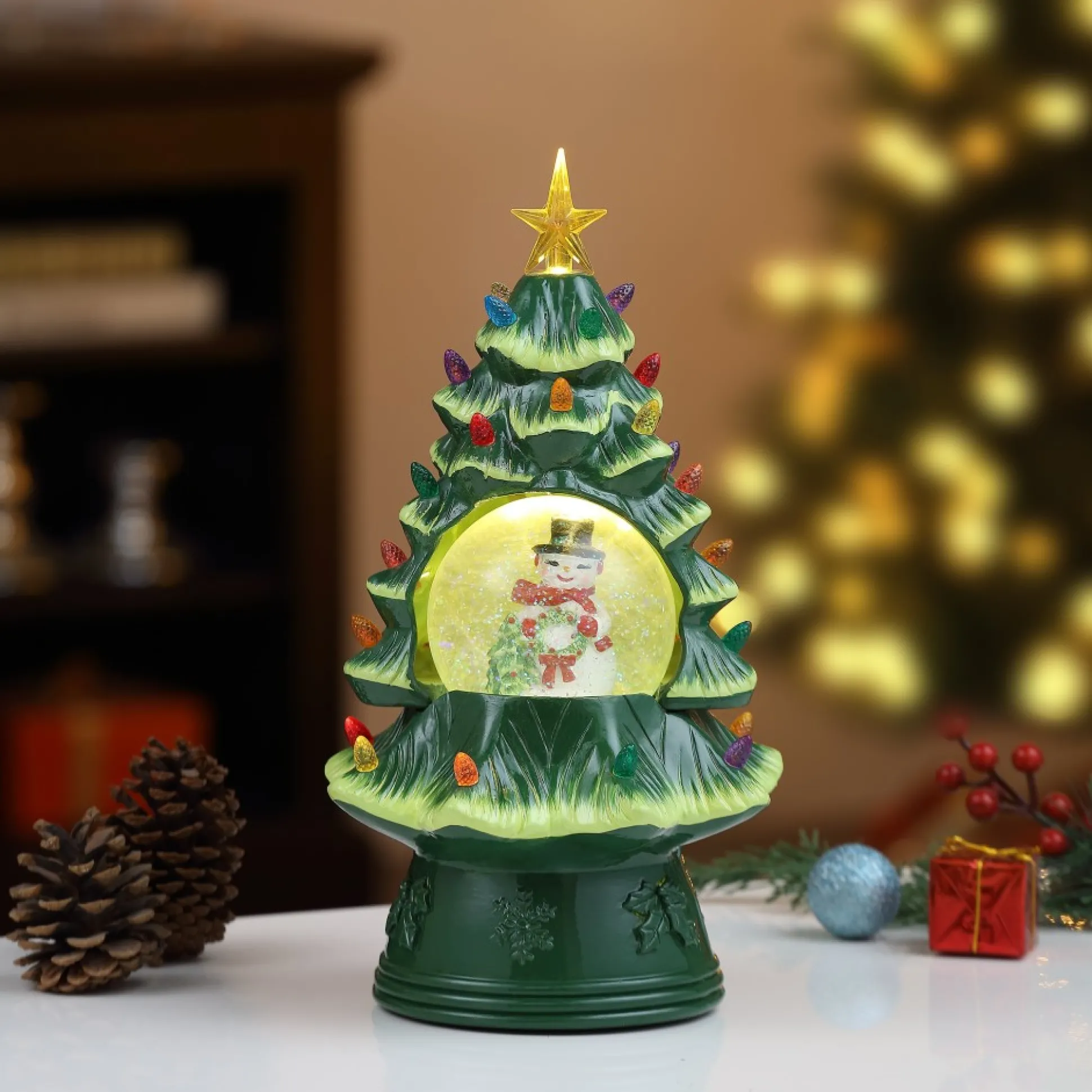 snow_globe_nostalgic_tree__snowman_1.webp Store Mr. Christmas 12.5" Snow Globe Nostalgic Tree - Snowman